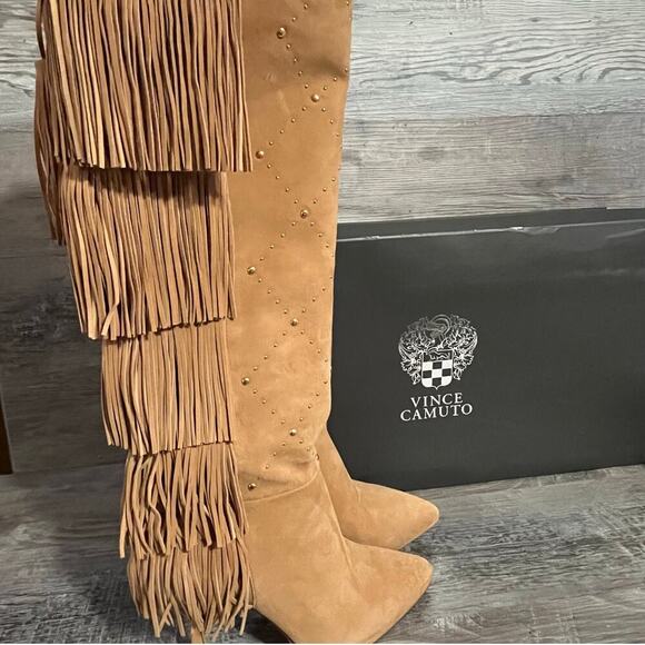 Vince Camuto Panaryaz Knee High Fringe Boots 7M - Picture 5 of 16